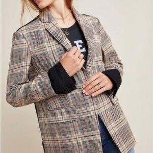 Ella Moss | Poirot Plaid structured blazer plaid w/ black denim back sz M